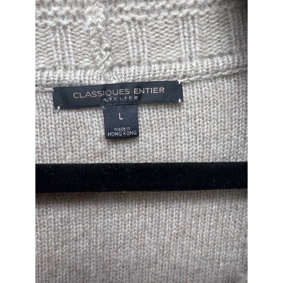 CLASSIQUES ENTIER Women's Pullover Knit Sweater Cowl Neck 100% Cashmere Beige L - Picture 8 of 10